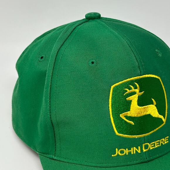 John Deere Hat Baseball Cap Green Farmer Farming Tractor Logo 6 Panel Snapback - Picture 8 of 12